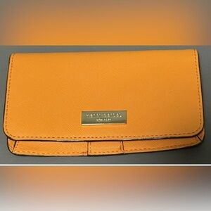 henri bendel Orange Saffiano Leather Continental Wallet